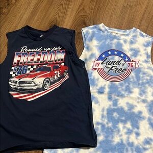 Kids Freedom Sleeveless Tops - Navy and Blue Tie-Dye
